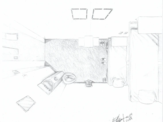 Sketch of detention center cell