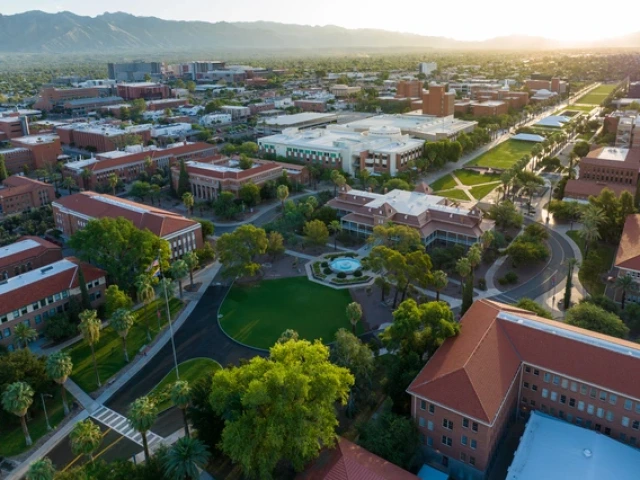An overhead view of the University of Arizona campus